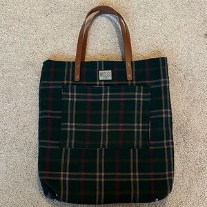 Upcycled Vintage Plaid Carryall Tote - Green and Brown- Woolies By Charlie
